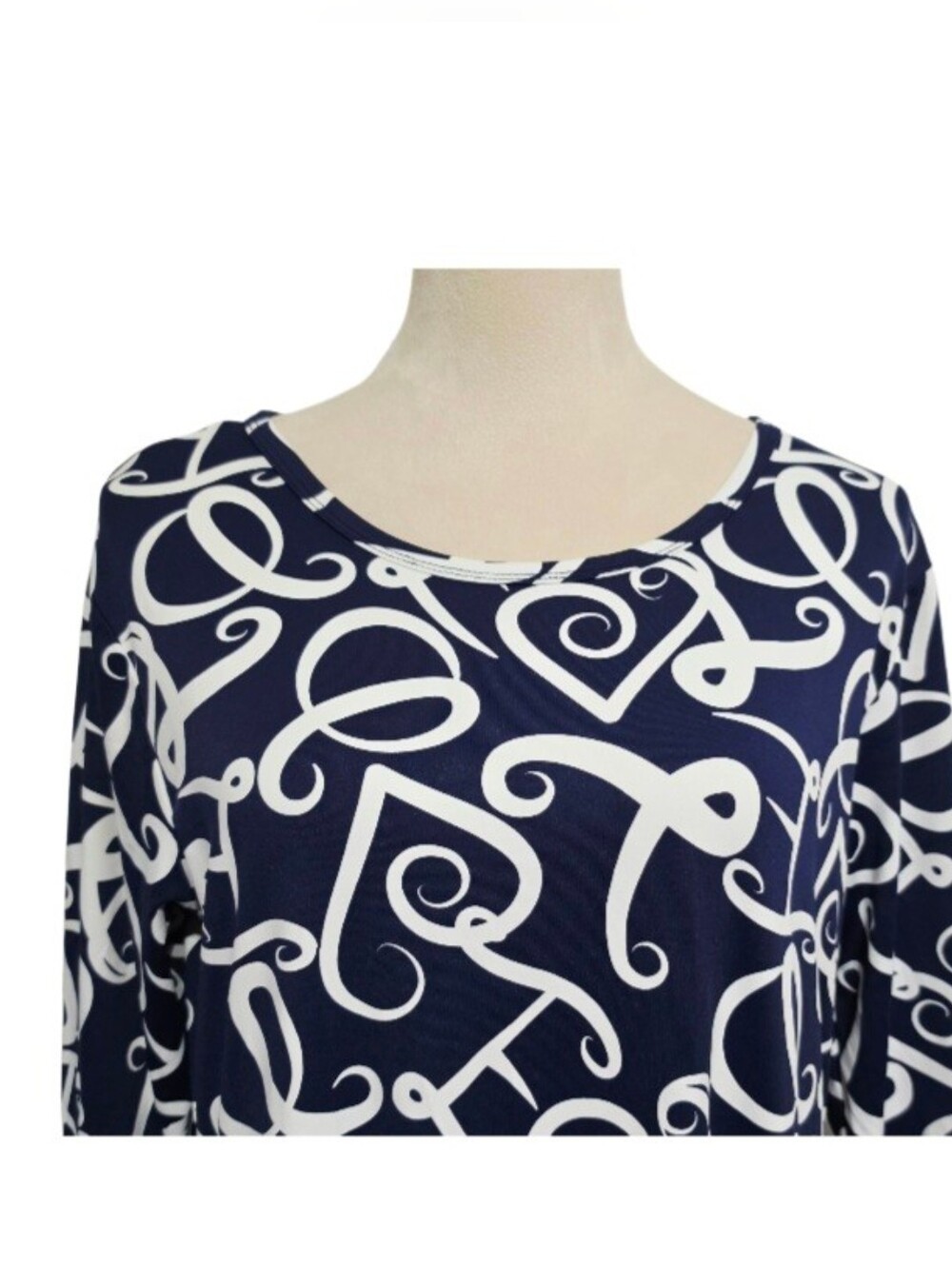 Lulu B Dress Womens Large SPF 50 Navy White Coastal Grandma 3/4 Sleeve Stretch - Picture 4 of 12